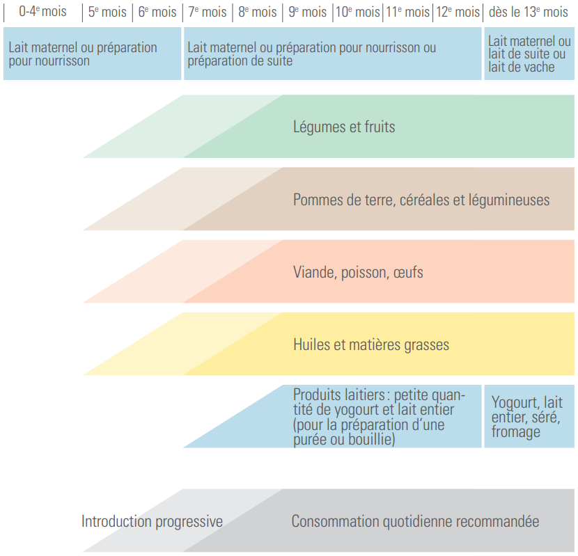 Tableau : alimentation du nourrisson et du petit enfant