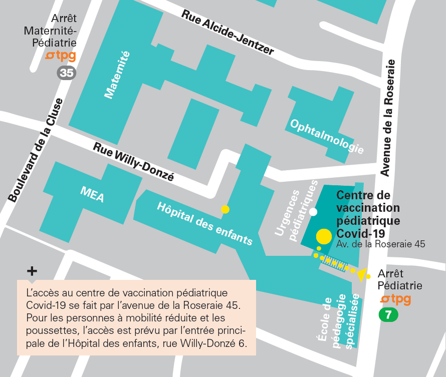plan d'accès vaccination pédiatrique