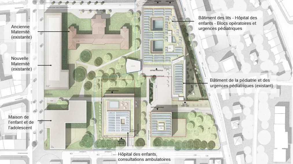 Plan de masse de la zone sud de Cluse-Roseraie