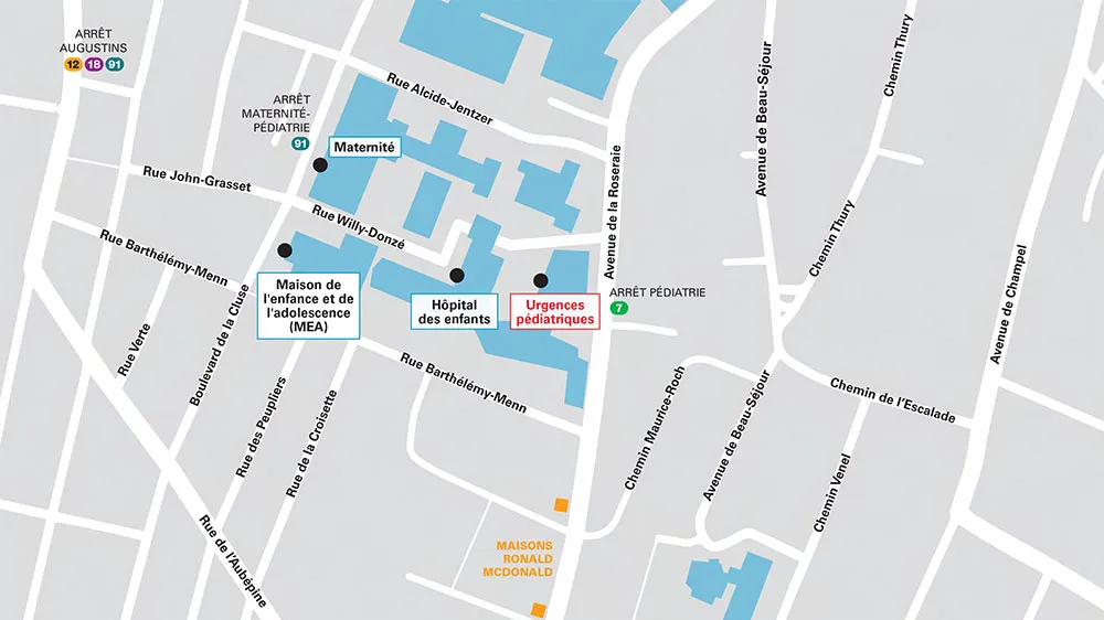 Plan d'accès Hôpital des enfants